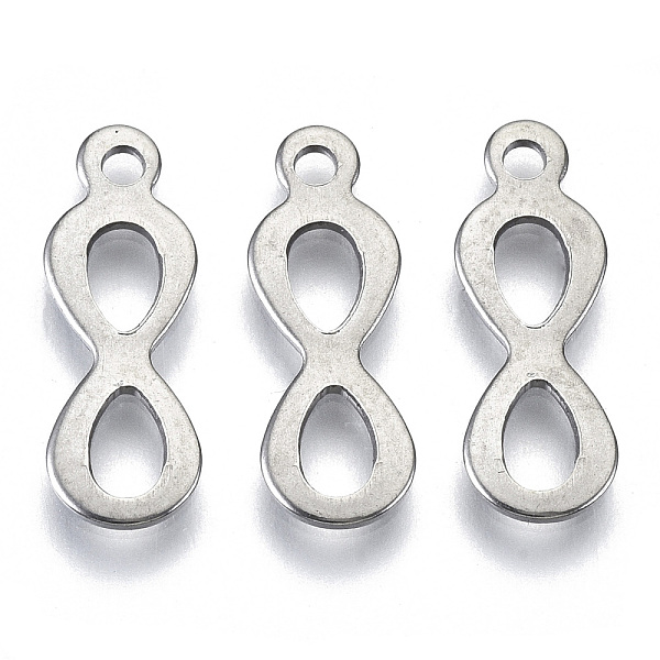 

PandaHall 201 Stainless Steel Pendants, Laser Cut, Infinity, Stainless Steel Color, 18x6x0.8mm, Hole: 1.6mm 201 Stainless Steel Infinity