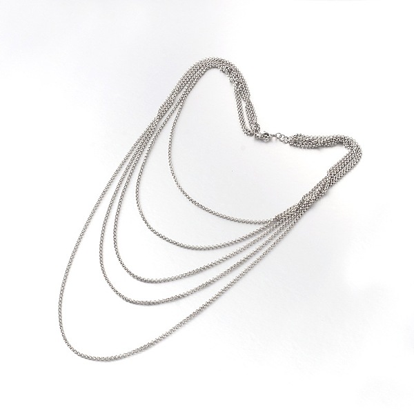

PandaHall 304 Stainless Steel Tiered Necklaces, Stainless Steel Color, 18.1 inch(46cm) 304 Stainless Steel