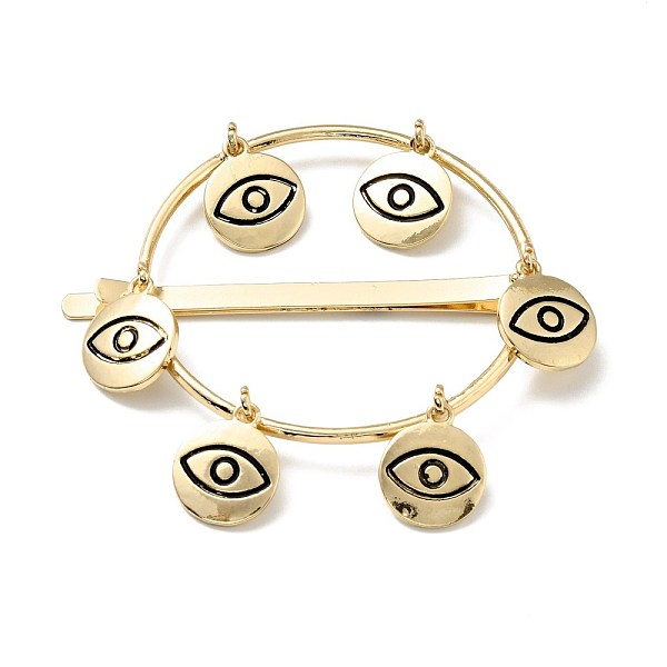 

PandaHall Alloy Enamel Hair Bobby Pin, with Iron Findings, Ring and Flat Round with Eye, Light Gold, 65x67x10.5mm Alloy Black