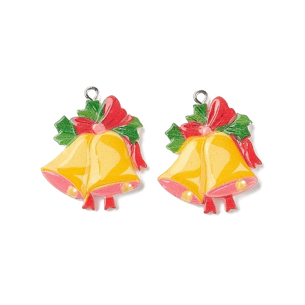 

PandaHall Christmas Theme Opaque Resin Pendants, Christmas Charms, with Platinum Tone Iron Loops, Christmas Bell, 32.5x27x4.5mm, Hole: 1.8mm...