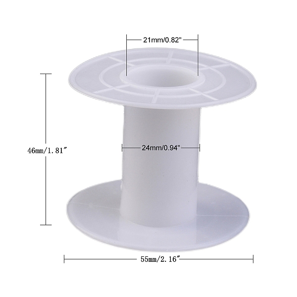 PandaHall Plastic Spools, Wheel, White, 24x47mm, Hole: 21mm Plastic White