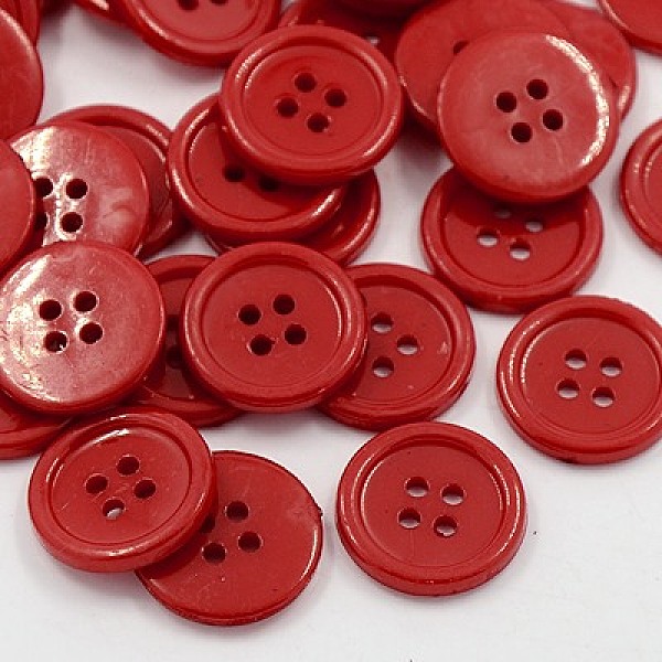 PandaHall Acrylic Sewing Buttons, Plastic Shirt Buttons for Costume Design, 4-Hole, Dyed, Flat Round, Dark Red, 17x2mm, Hole: 1mm Acrylic...