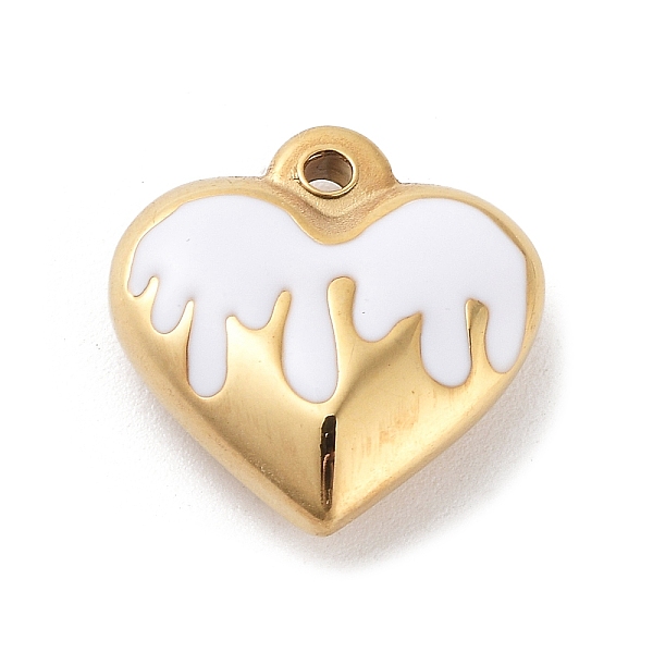 

PandaHall 304 Stainless Steel Pendants, with Enamel, Golden, Heart Charm, White, 17x16.5x5.5mm, Hole: 1.7mm Stainless Steel+Enamel Heart...