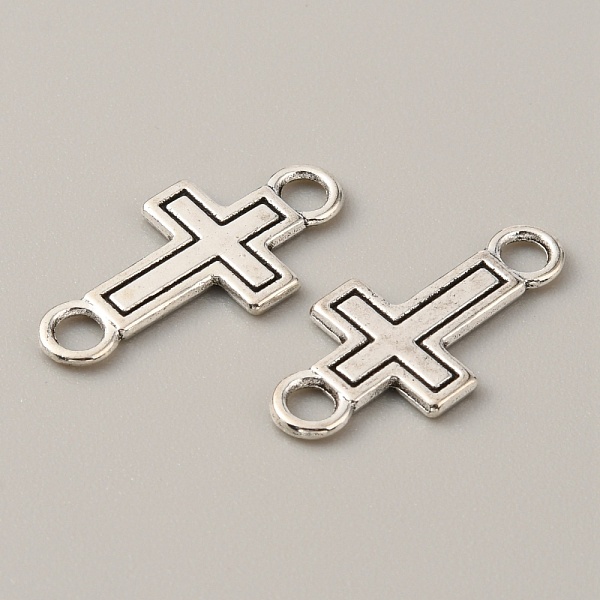 

PandaHall Tibetan Style Alloy Connector Charms, Cross, Religion, Antique Silver, 23x11x1mm, Hole: 3mm Alloy Cross