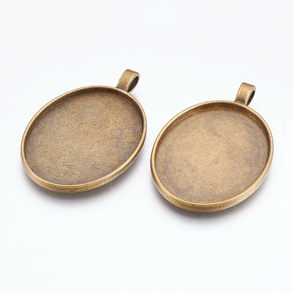 

PandaHall Alloy Pendant Cabochon Settings, Plain Edge Bezel Cups, Cadmium Free & Nickel Free & Lead Free, Oval, Antique Bronze, Tray...