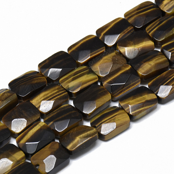 

PandaHall Natural Tiger Eye Bead Strands, Faceted, Rectangle, 11x8x5mm, Hole: 1mm, about 18pcs/strand, 7.8 inch Tiger Eye Rectangle
