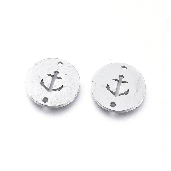 

PandaHall 304 Stainless Steel Links connectors, Laser Cut, Flat Round with Anchor, Stainless Steel Color, 11.5x1mm, Hole: 1.2mm 304...