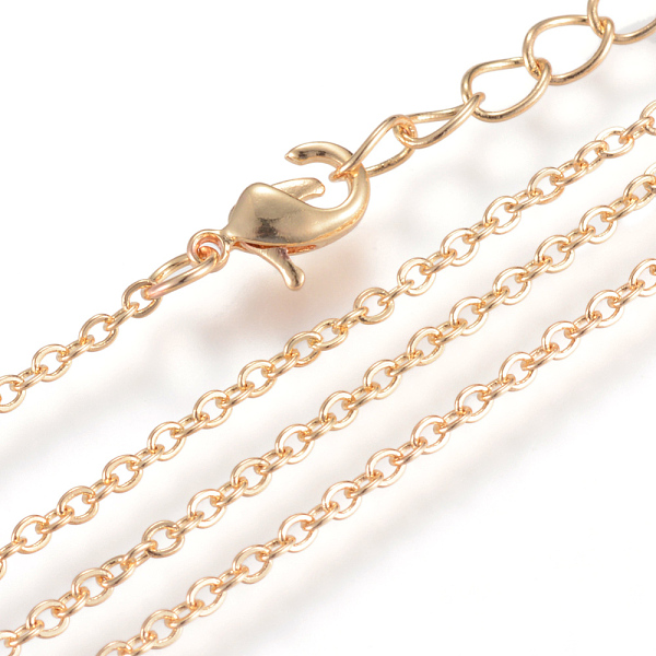 

PandaHall Iron Cable Chains Necklace Making, with Lobster Clasps, Soldered, Golden, 17.7 inch(45cm) Iron