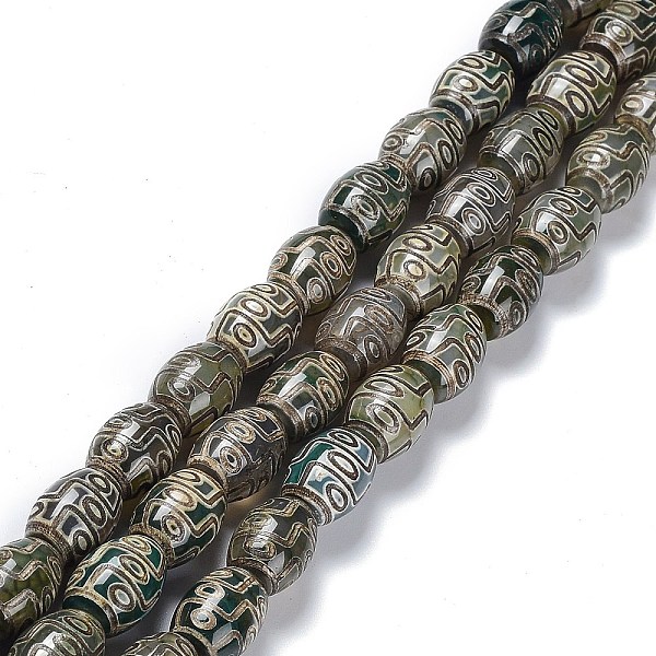 

PandaHall Tibetan Style dZi Beads Strands, Natural Agate Beads, Dyed & Heated, Oval, 9-Eye, 13~14x9.5~10mm, Hole: 1.2mm, about 25pcs/strand...