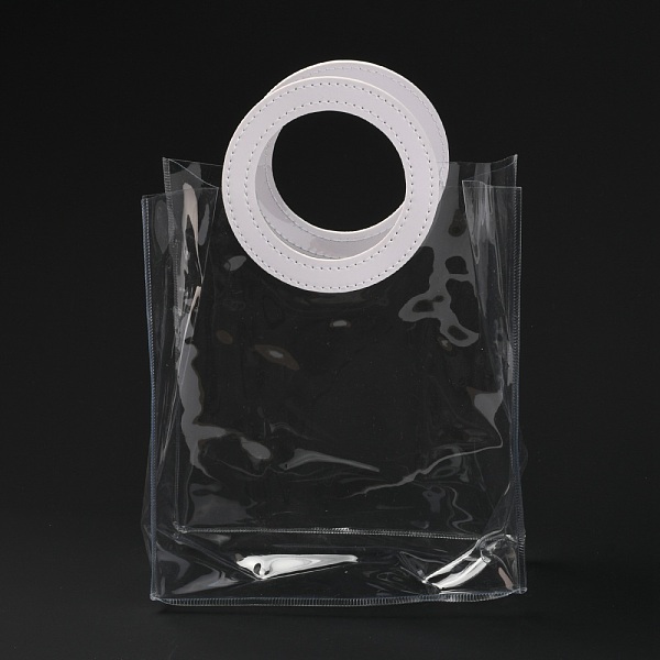 

PandaHall PVC Transparent Bag, with Round PU Leather Handles, for Gift or Present Packaging, Rectangle, White, 25x18cm Plastic None White