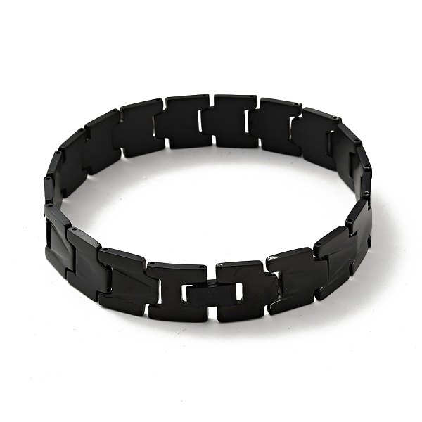 

PandaHall Vacuum Plating 201 Stainless Steel Rectangle Watch Band Bracelet, Tile Bracelet for Men Women, Electrophoresis Black, 9-1/8 inch...