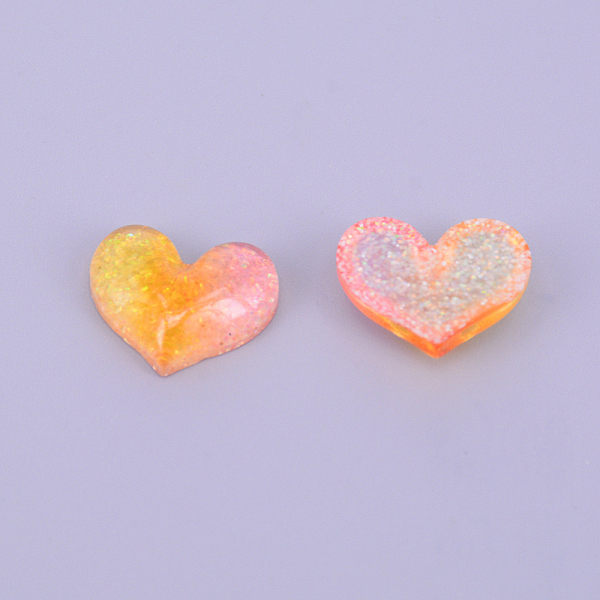 

PandaHall Resin Cabochons, with Glitter Powder, DIY Accessories, Heart, Orange, 17x20x6mm Resin Heart Orange