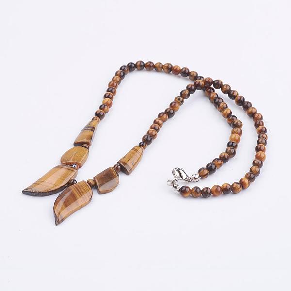 

PandaHall Natural Tiger Eye Beaded Necklaces, with Brass Lobster Claw Clasp, 19.09 inch(48.5cm) Tiger Eye