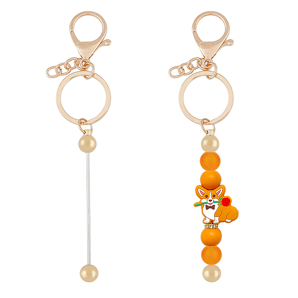 

PandaHall Iron Bar Beadable Keychain for Jewelry Making DIY Crafts, with Lobster Clasps, Light Gold, 151mm Iron