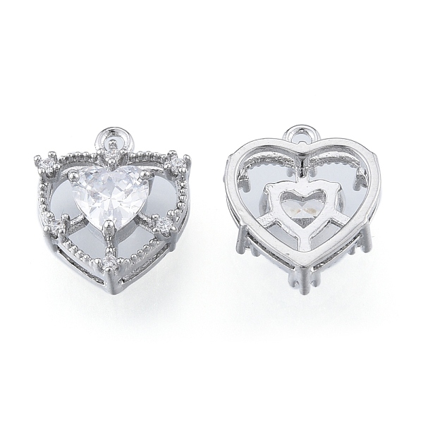 

PandaHall Brass Micro Pave Clear Cubic Zirconia Charms, Cadmium Free & Nickel Free & Lead Free, Heart, Real Platinum Plated, 12x10x5mm, Hole...