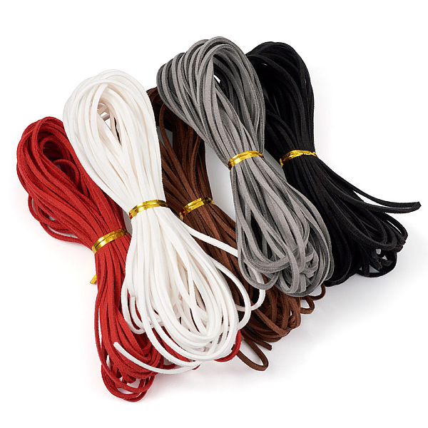 

PandaHall 50 Yards 5 Colors Flat Faux Suede Cord, Faux Suede Lace, with 5Pcs Metallic Wire Twist Ties, Mixed Color, 2~4x1.5~2mm, 10..., Multicolor