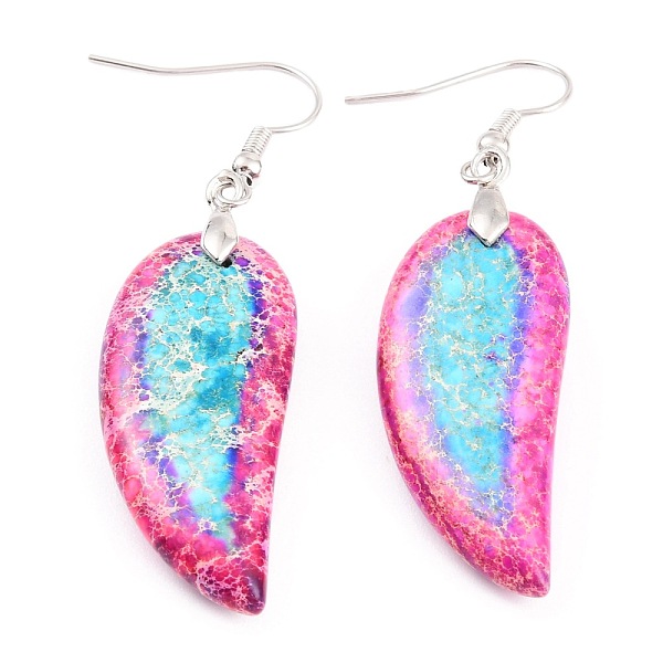 

PandaHall Natural Regalite/Imperial Jasper/Sea Sediment Jasper Dangle Earrings, with Brass Earring Hooks, Teardrop, Platinum, Medium Violet...