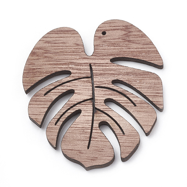 

PandaHall Undyed Platane Wood Pendants, Tropical Leaf Charms, Monstera Leaf, Camel, 49x45x3mm, Hole: 1mm Wood Leaf Brown
