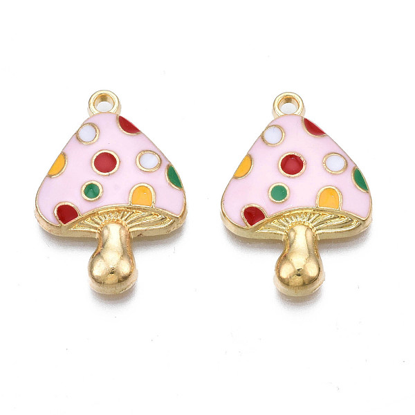 

PandaHall Autumn Theme Rack Plating Alloy Enamel Pendants, Cadmium Free & Nickel Free & Lead Free, Light Gold, Mushroom, Pink, 23x16x3.5mm...