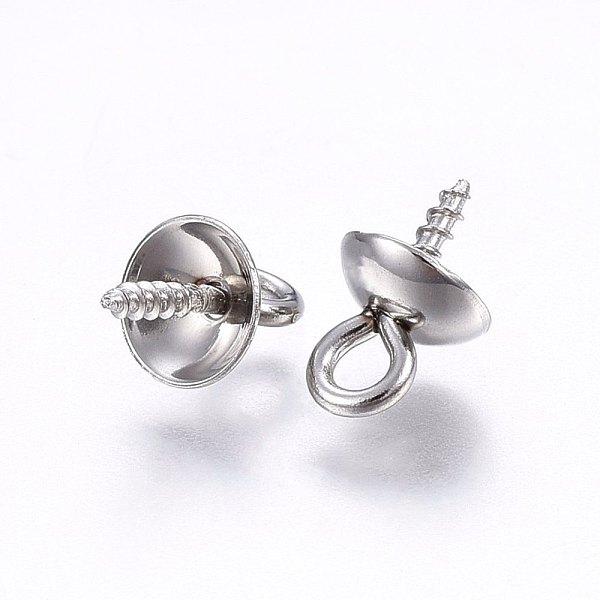 

PandaHall 201 Stainless Steel Peg Bails, with 304 Stainless Steel Screw Eye Pin, For Half Drilled Beads, Stainless Steel Color, 10x5mm, Hole...