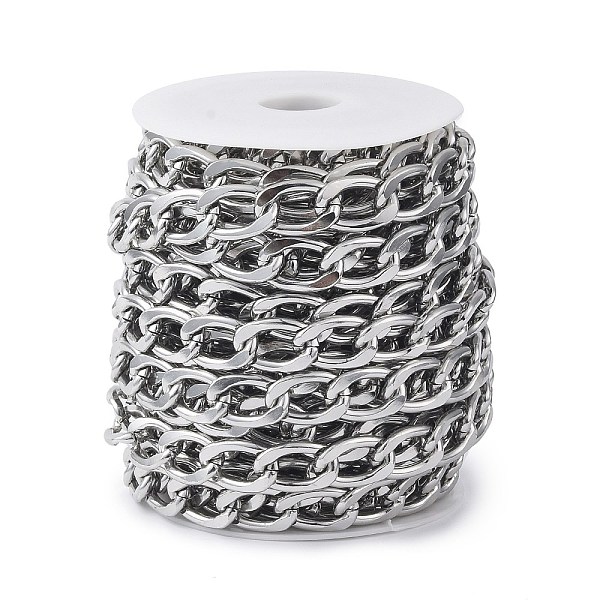

PandaHall Oval Oxidation Aluminum Curb Chains, Unwelded, with Spool, Platinum, Link: 23x15x3.5mm Aluminum