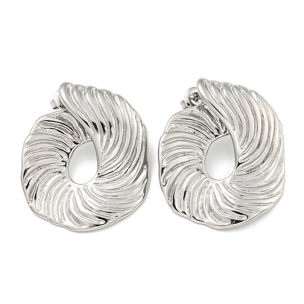 

PandaHall 304 Stainless Steel Stud Earrings for Women, Nuggets with Textured, Stainless Steel Color, 36x30.5mm 304 Stainless Steel Nuggets