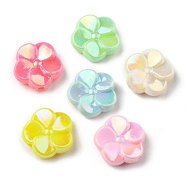 

PandaHall Acrylic Beads, Iridescent, AB Color Plated, Flower, Mixed Color, 19x19x8mm, Hole: 2mm, 381pcs/500g Acrylic Flower Multicolor