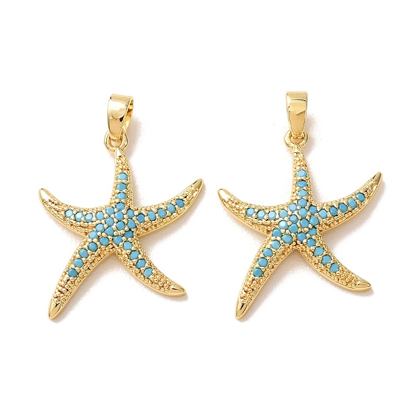 Colgantes de circonita cúbica azul cielo con micro pavé de latón