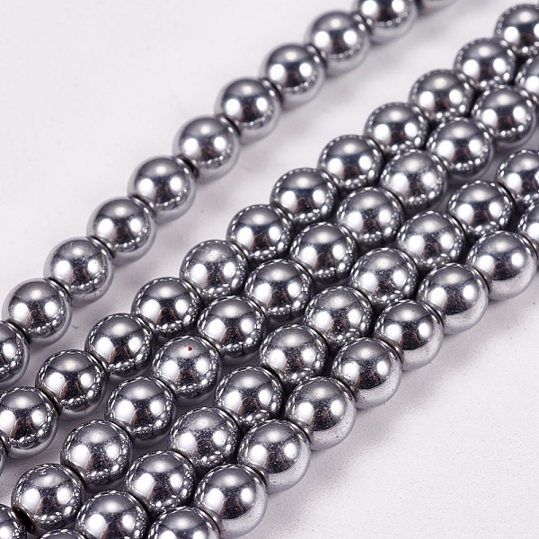 

PandaHall Electroplate Non-magnetic Synthetic Hematite Beads Strands, Round, Grade A, Platinum Plated, 4mm, Hole: 1mm, about 100pcs/strand...