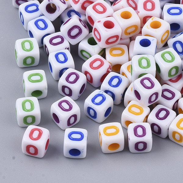 

PandaHall White Opaque Acrylic Beads, Horizontal Hole, Cube with Mixed Color Letter, Letter.O, 5x5x5mm, Hole: 2mm, about 5000pcs/500g..., Multicolor