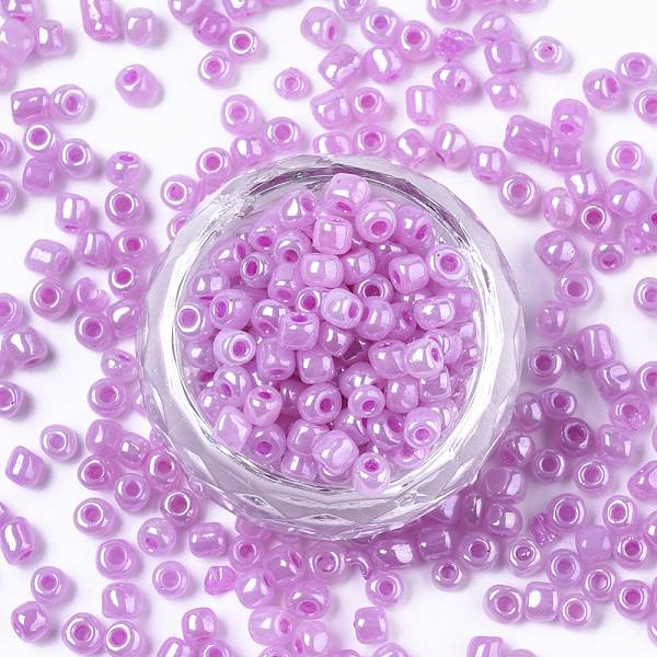 

PandaHall 8/0 Glass Seed Beads, Ceylon, Round, Round Hole, Violet, 8/0, 3mm, Hole: 1mm, about 1111pcs/50g, 50g/bag, 18bags/2pounds Glass..., Purple