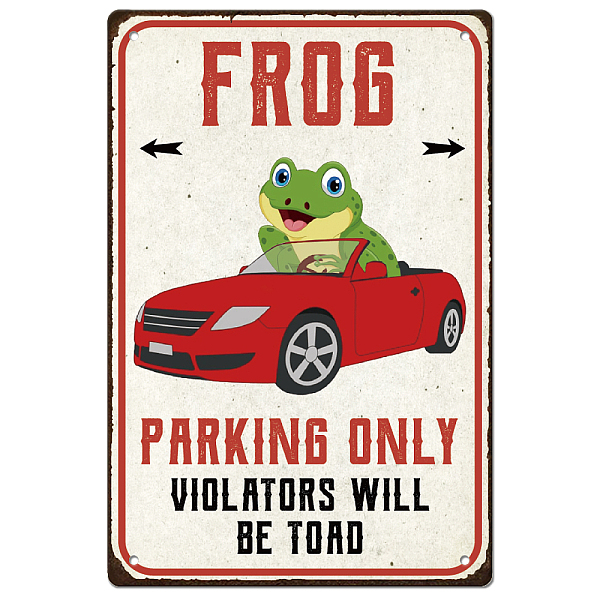 

PandaHall SUPERDNAT Frog Parking Only Metal Tin Sign Illegal Parking Retro No Parking Signs Funny Tin Painting Sign Old Fashion Aluminum...