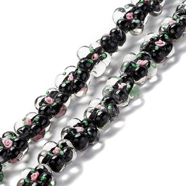 

PandaHall Handmade Lampwork Beads Strands, Bumpy, Flower, Black, 13.5~14x14.5~15x7~8mm, Hole: 1.4mm, about 28pcs/strand, 14.57 inch(37cm)...