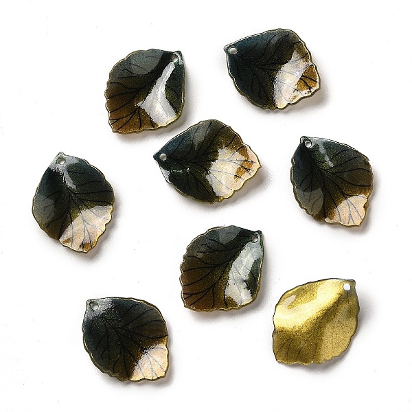 

PandaHall Acrylic Pendants, Leaf, Dark Green, 24~25x18~19x3~4mm, Hole: 1~1.4mm Acrylic Leaf