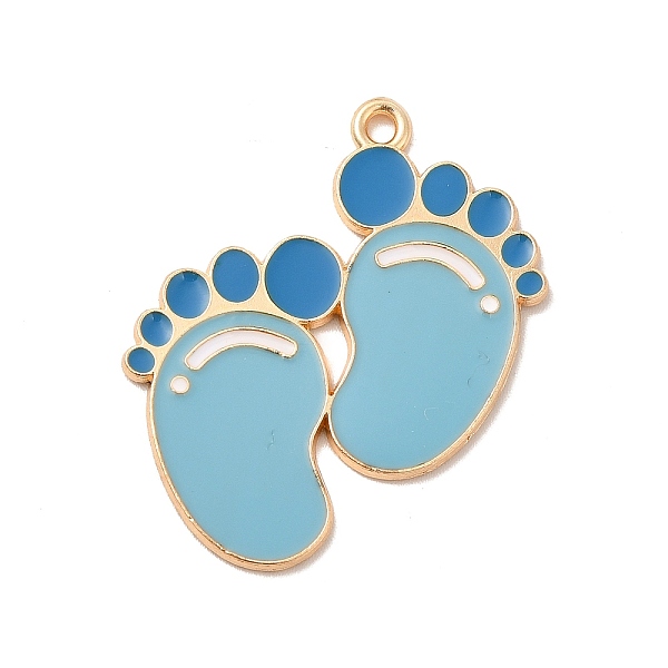

PandaHall Alloy Enamel Pendants, Footprint Charm, Light Gold, Sky Blue, 33x30x1mm, Hole: 2mm Alloy+Enamel Footprint