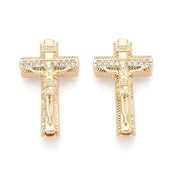 Cuentas de circonita cúbica transparente micropavé de latón religioso-image-KK-T080-90G-es