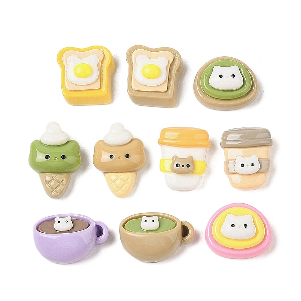 

PandaHall Cartoon Cat Theme Opaque Resin Decoden Cabochons, Coffee & Ice Cream & Bread, Mixed Shapes, Mixed Color, 13~20x14~20x7.5~9mm Resin..., Multicolor