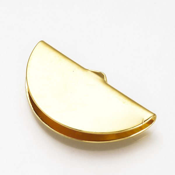 

PandaHall Brass Ribbon Crimp Ends, Half Round, Nickel Free, Real 18K Gold Plated, 10.5x20mm Brass