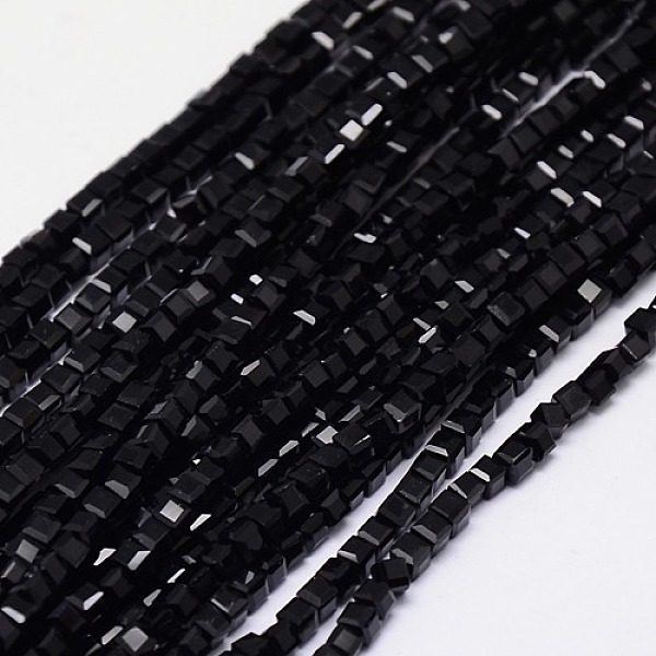 

PandaHall Glass Beads Strands, Faceted, Cube, Black, 3~3.5x3~3.5x3~3.5mm, Hole: 1mm, 98~100pcs/strand, 28~30cm, about 98~100pcs/strand, 13.8...