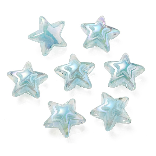 

PandaHall UV Plating Rainbow Iridescent Transparent Acrylic Beads, Two Tone, Star, Aquamarine, 15.5~16x16.5x9.5mm, Hole: 2.6mm Acrylic Star..., Green