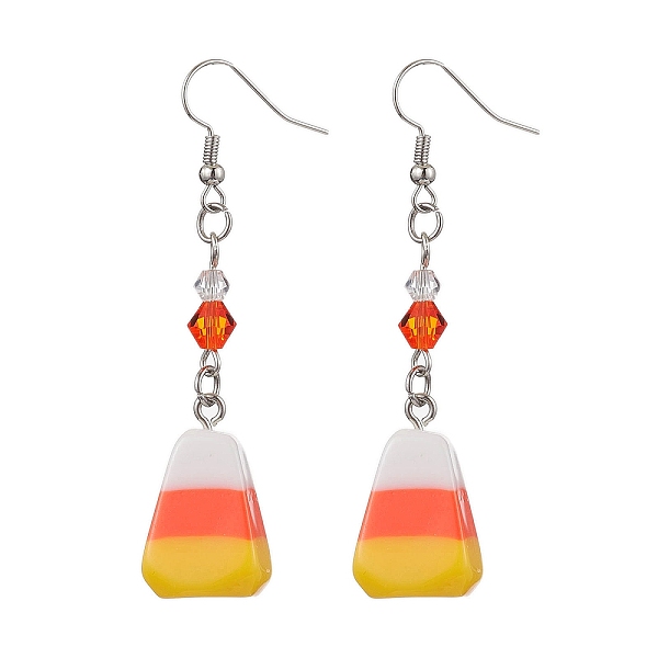 Серьги с подвесками из смолы и стекла Candy Corn