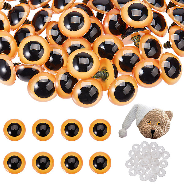 

PandaHall GOMAKERER Resin Doll Craft Eyes, Safety Eyes, with Plastic Spacer, for Toy DIY Accessories, Half Round, Dark Goldenrod, 24x22.5mm...