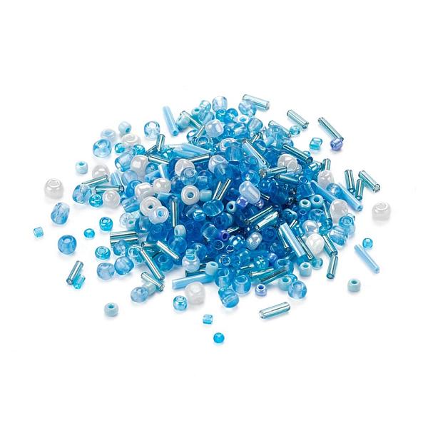 

PandaHall Glass Seed Beads, Mixed Style, Mixed Shapes, Dodger Blue, 1~7x2~4mm, Hole: 0.7~1mm Glass Mixed Shapes