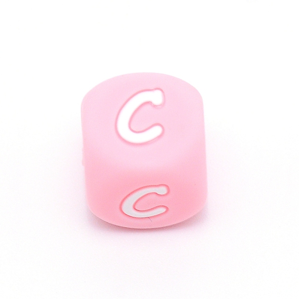 

PandaHall Silicone Alphabet Beads for Bracelet or Necklace Making, Letter Style, Pink Cube, Letter.C, 12x12x12mm, Hole: 3mm Silicone Letter...