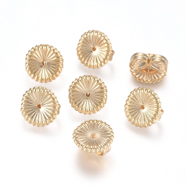 

PandaHall Brass Ear Nuts, Butterfly Earring Backs for Post Earrings, Flower, Real 14K Gold Plated, 9x4.5mm, Hole: 0.8mm Brass