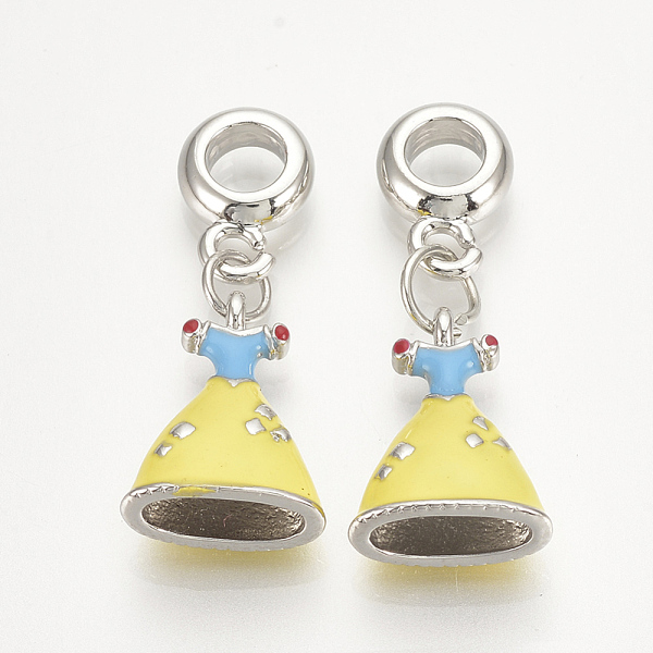

PandaHall Brass Enamel European Dangle Charms, Large Hole Pendants, Dress, Platinum, Yellow, 31mm, Hole: 5mm, Dress: 17x12.5mm Alloy+Enamel...