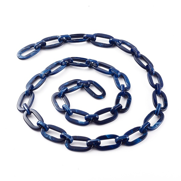 

PandaHall Handmade Acrylic Cable Chains, Dark Blue, 36.5x21x3.5mm, about 39.37 inch(1m)/strand Acrylic