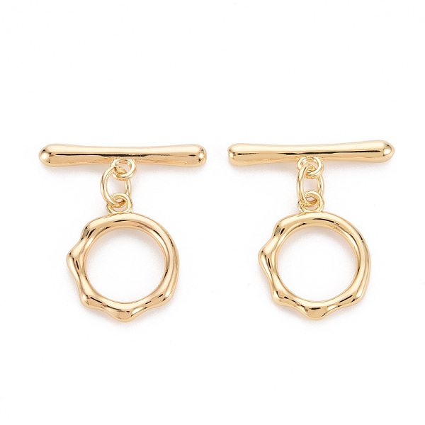 

PandaHall Brass Toggle Clasps, for DIY Jewelry Making, Nickel Free, Ring, Real 18K Gold Plated, Ring: 16.5x13.5x2.5mm, Hole: 1.2mm, Bar...