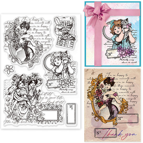 

PandaHall Custom PVC Plastic Clear Stamps, for DIY Scrapbooking, Photo Album Decorative, Cards Making, Women Pattern, 160x110x3mm Plastic...
