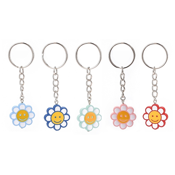 

PandaHall Flower Acrylic Pendant Keychain, with Iron Finding, for Key Bag Car Pendant Decoration, Smiling Face Pattern, 8.3cm, pendant..., Multicolor